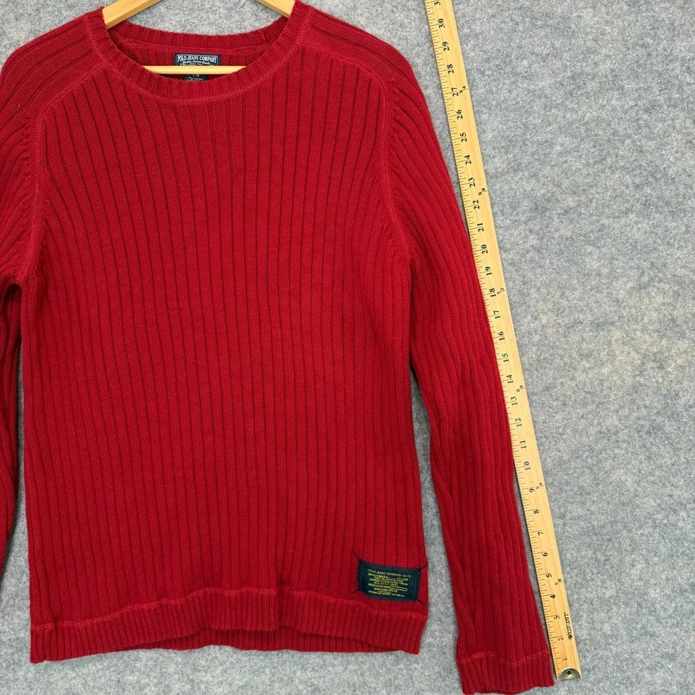 Polo Jeans Company Ralph Lauren Heavyweight Sweater Mens Large Ribbed‎ Knit Red